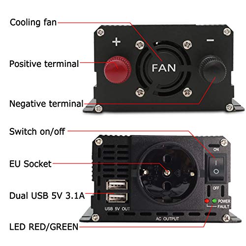 12V 230V Wechselrichter 2 USB