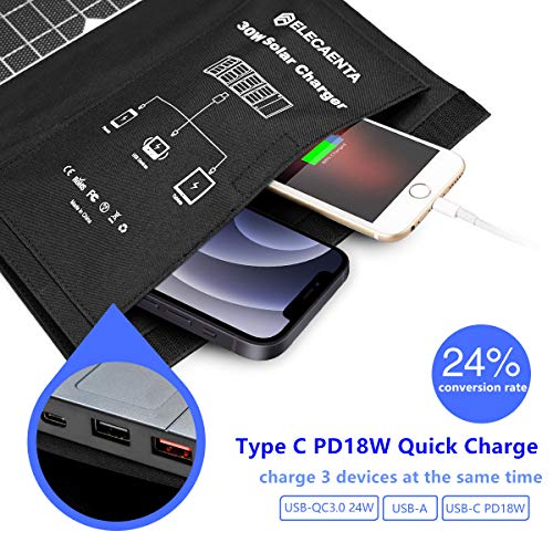 ELECAENTA Solarmodul Tragbarer monokristallinem Outdoor für Handy Tablet