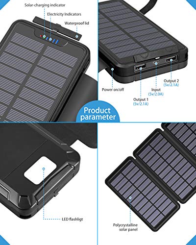 Solar PowerBank 26800mAh Zwei 5V 2.1A USB-Ports